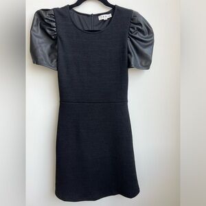 THML Black Mini Dress with Puff Sleeves